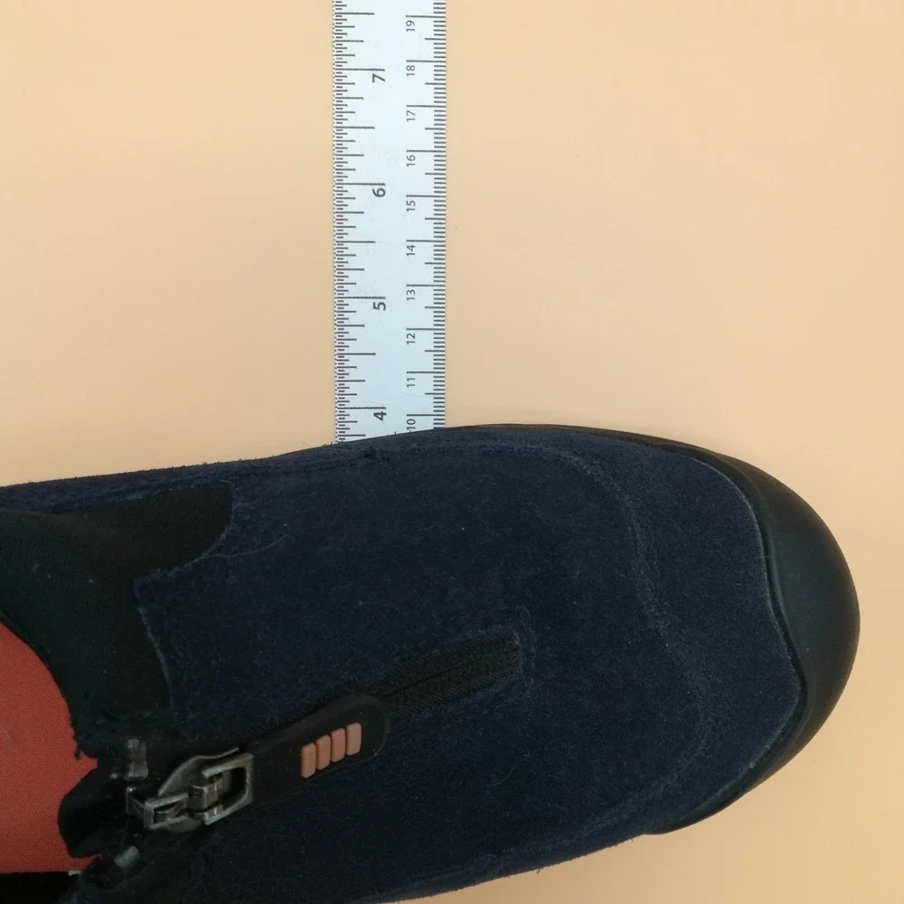Lands End Shoes Womens Loafers All Weather Navy Suede Leather Slip On Zipper 6
